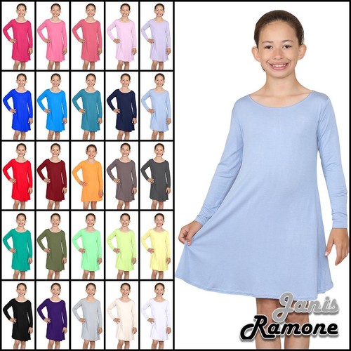 Girls swing dress - long, sleeve